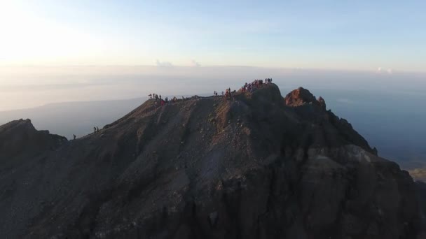 View Top Rinjani Active Volcano Crater — Αρχείο Βίντεο