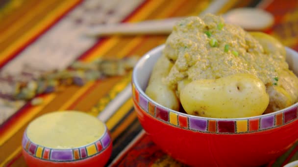 Gele Gekookte Aardappelen Een Kom — Stockvideo