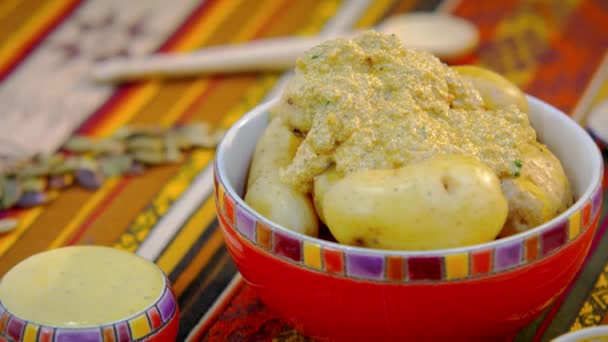 Κίτρινες Μαγειρεμένες Πατάτες Μπολ — Αρχείο Βίντεο