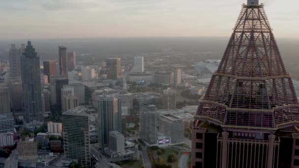 Zonsondergang Atlanta Van Het Centrum Buurt Van Bank America Toren — Stockvideo