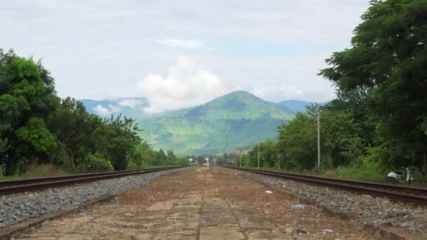 Mountain View Train Tracks Kampot Cambodia — стокове відео
