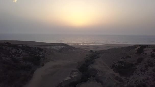 Aerial View Beach South Morocco Dunes — стоковое видео