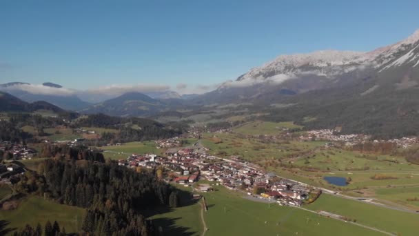 Aerial Beautiful Panorama Shot Valley Austrian Alps Tyrol — Video