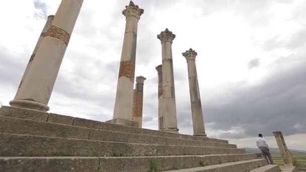 Camera Movement Old Construction Old City Volubilis Morocco Built Ancient — Stok video