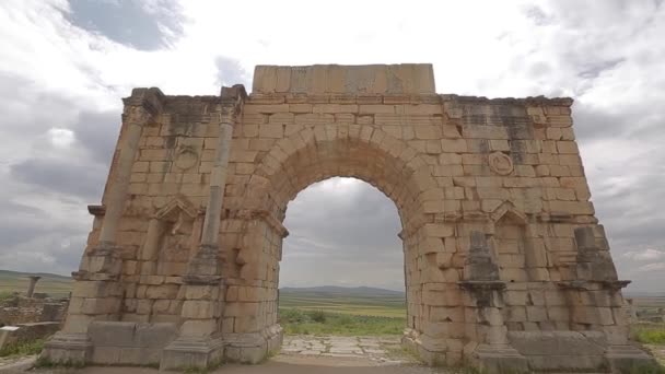 Construction Ancient City Volubilis Built Ancient Greeks Morocco — Stok video