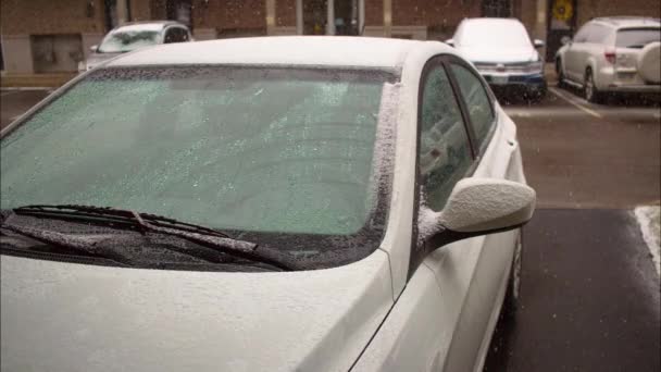Timelapse Snow Building Car Snowstorm — Αρχείο Βίντεο