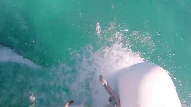 Sailing Boat Going Fast Green Water Caribbean Footage Slow Motion — Stock videók