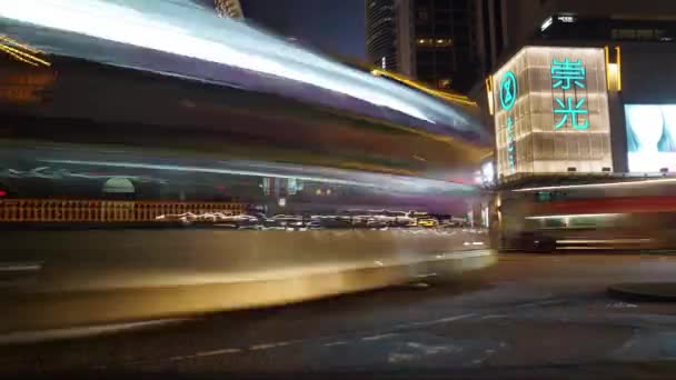 Hongkong Central Busy Night Street Timelapse — Stok Video