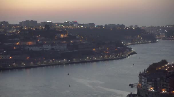 City Porto Panoramic View Night Blue Hour — стоковое видео