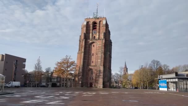 Old Church Tower Time Lapse Leeuwarden Dolly Shot — 비디오