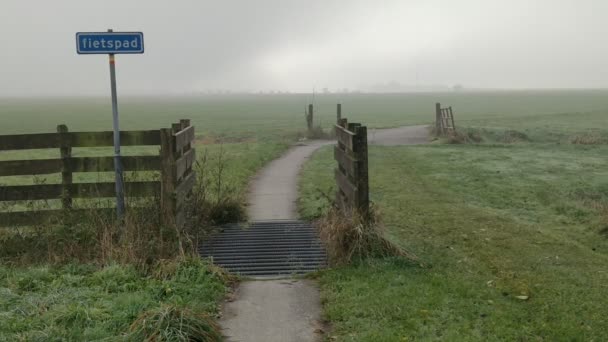 Cycle Path Countryside Morning Netherlands Friesland Holland — Vídeo de Stock