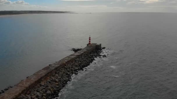Aerial Footage Lighthouse Vila Conde — Video