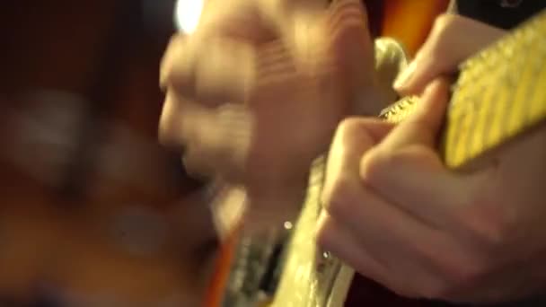 Close Shot Man Playing Electric Guitar — Video Stock