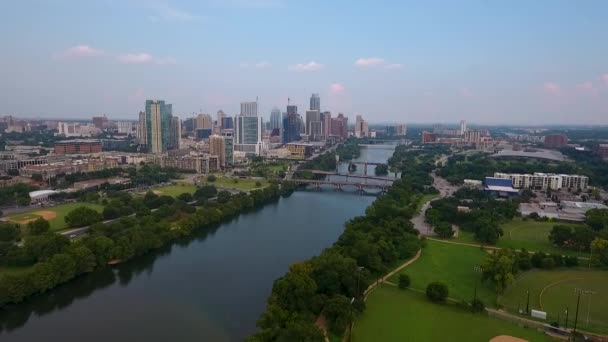 Aerial Slow Push Austin Texas Beautiful Sunny Day — Stok video