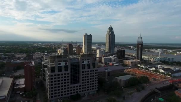 Aerial Drone View City Mobile Alabama — 비디오