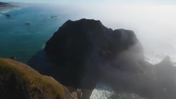 Aerial View Far Flying Some Very Large Rock Formations Sitting — Video Stock