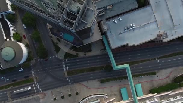 Aerial Birds Eye View Downtown Mobile Alabama — Vídeo de Stock