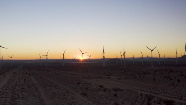 Windmills Mojave Desert Sunrise — Stockvideo