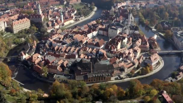 Drone Shot Beautiful City Cesky Krumlov Unesco — Stok video