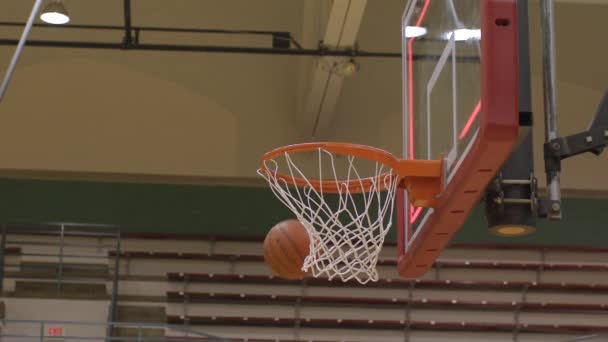 Basketball Hits Rim Sinks Two Slow Motion — Wideo stockowe