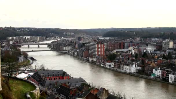 Dinant City Belgian Province Namur City Located River Meuse — Stockvideo