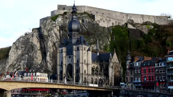 Citadel Dinant Citadel Belgian Town Dinant Citadel Built Rock 100 — стокове відео