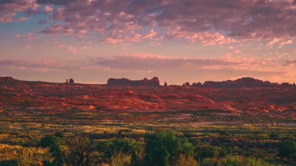 Beautiful Sunrise Time Lapse Video Utah Arches National Park Red — Wideo stockowe