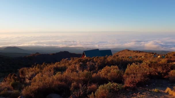 Stunning View Clouds Horombo Hut Kilimanjaro — Vídeo de Stock