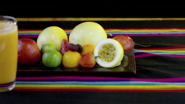Fresh Fruits Glass Passionfruit Juice — Stockvideo