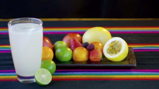 Fresh Fruits Glass Lemonade — Stock video