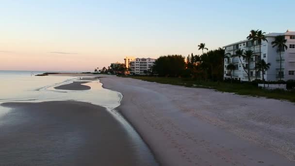 Sideways Shot Going Out Beach Waves Water Sunrise — Vídeo de Stock