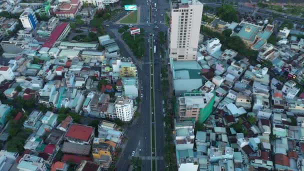 Aerial Busy Congested Roads Dragon Bridge Danang City Vietnam — ストック動画