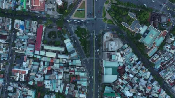 Aerial Busy Congested Roads Rush Hour Danang City Vietnam — Stock Video