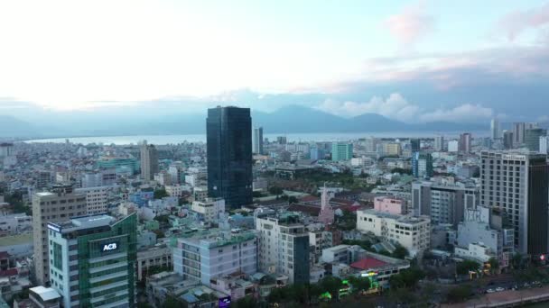 Aerial Central Business District Danang City Vietnam — ストック動画