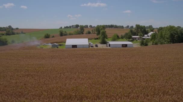 Drone Pushes Farmhouse Woodworking Shop Illinois — Stock video