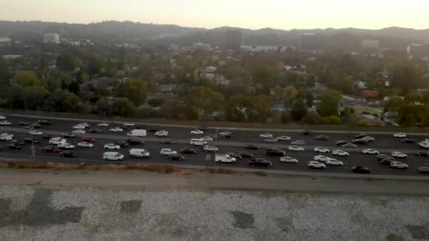 Aerial Busy Traffic Filled Highways 101 405 San Fernando Valley — Wideo stockowe