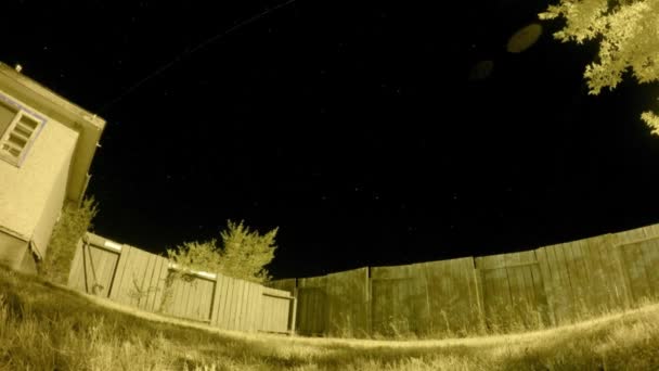 Night Lapse Fence Looking Night Sky Small Town Canada — Stock videók