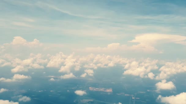 Aerial View Clouds View Airplane Window Travelling Plane Johor Bahru — Αρχείο Βίντεο