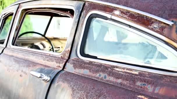 Rusted Out Husdon Sedan Side View — Wideo stockowe