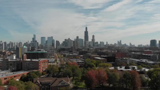 Panoramic Aerial Shot Chicago Skyline — Vídeo de stock