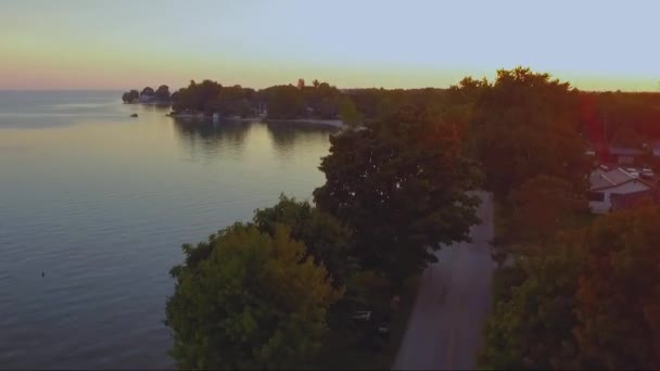 Beautiful Aerial Shot Selkirk Shore Lake Erie Ontario Canada — Stockvideo