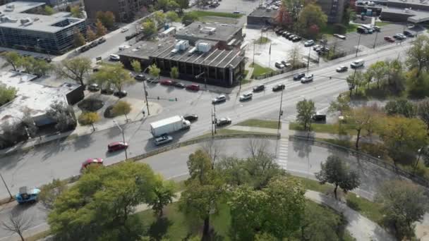 Busy Intersection Chicago Illinois Aerial Shot Beautiful Sunny Weather — Videoclip de stoc