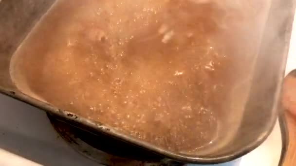 Cream Whisked Bubbling Hot Delicious Turkey Gravy Festive Holiday Meal — Vídeos de Stock