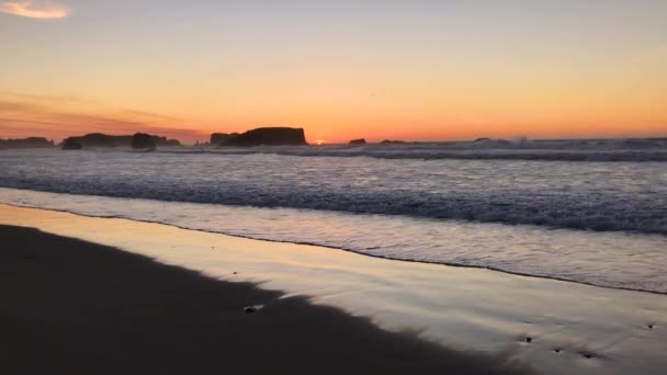 Bandon Beach Oregon Coast Usa Peaceful Serene Landscape Seascape Wave — 비디오