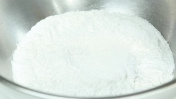 Close Egg Being Added Flour — Stok video