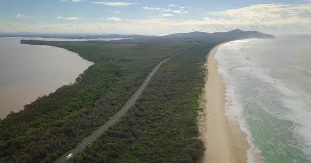 Spectacular Aerial Flight Coastal Road Wild Colorful Ocean Australia — Vídeo de Stock