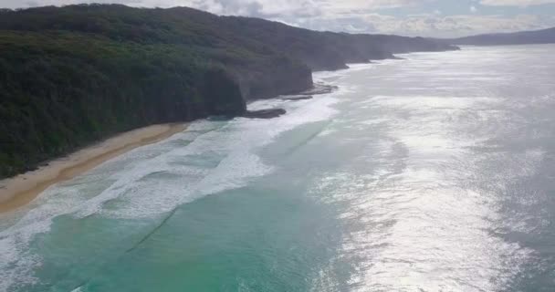 Spectacular Aerial Morning Flight Wild Colorful Ocean Cliffs Australia — Vídeo de Stock