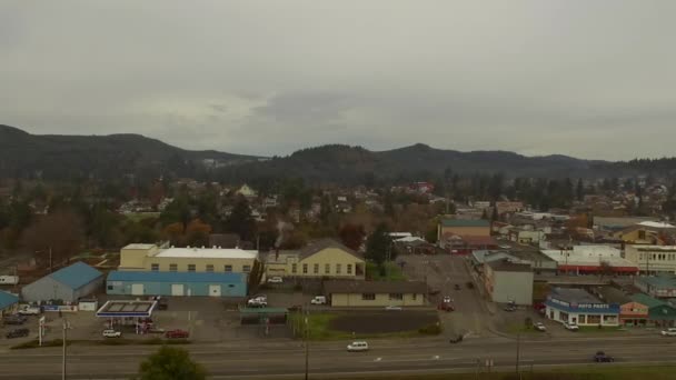 City Coquille Southern Oregon Coos County Aerial Drone Video Showing — Stockvideo