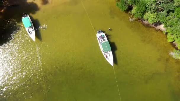 Drone Footage Boat Anchored Cove Which Located Island Chacachacare Trinidad — Stok video