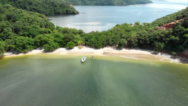 Flying Drone Quick Shot Boat Chacachacare Island Trinidad — Stok video